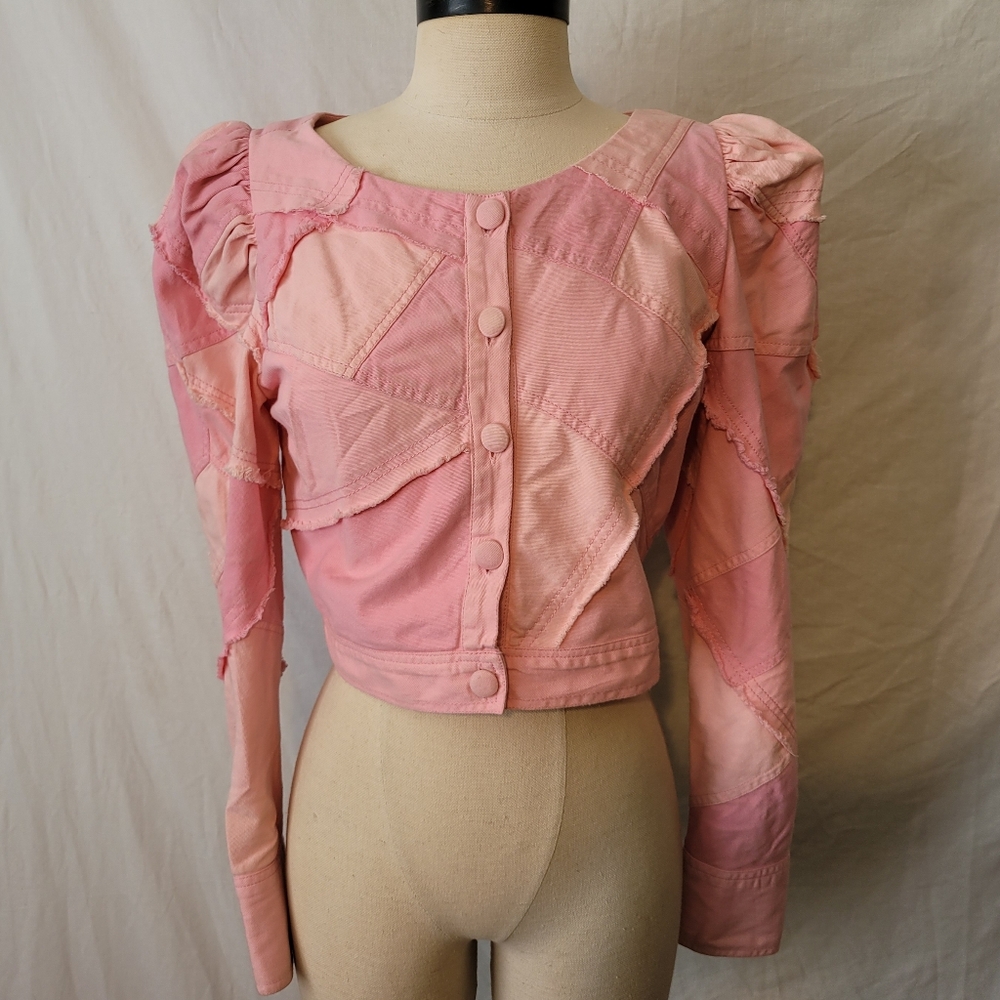 Loveshackfancy Eleora Patchwork Cropped Cotton Ja… - image 2